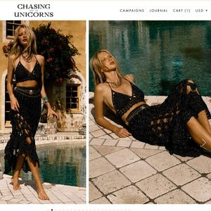 Chasing Unicorns Lovecat Hand Crochet Set Black/Gold Small